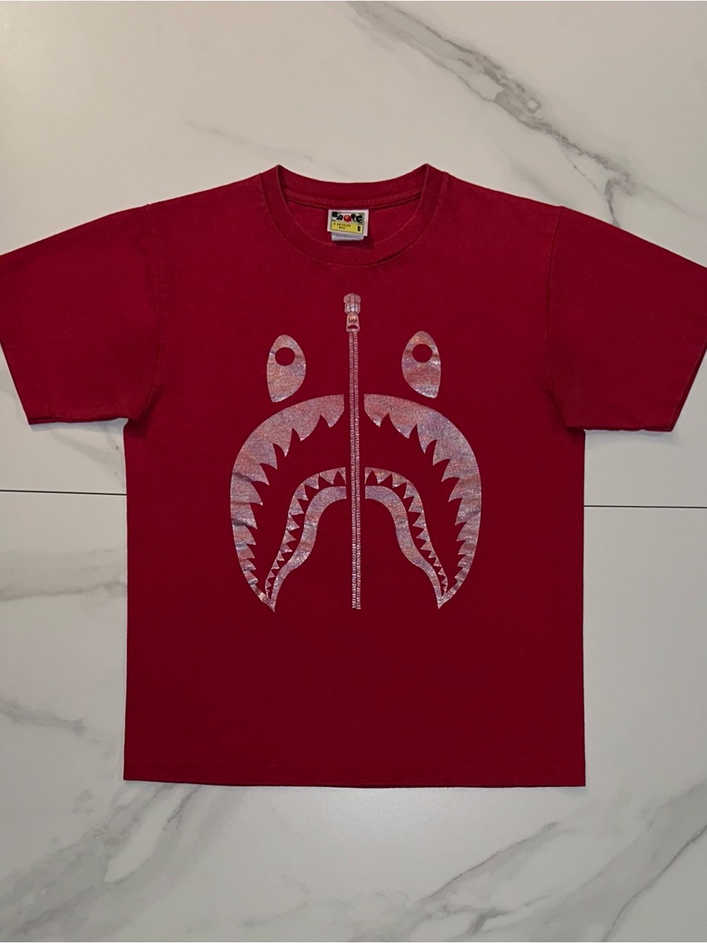 BAPE Hologram Shark Tee Red Size Small